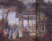 Jean-Baptiste Hilair Harem Scene painting